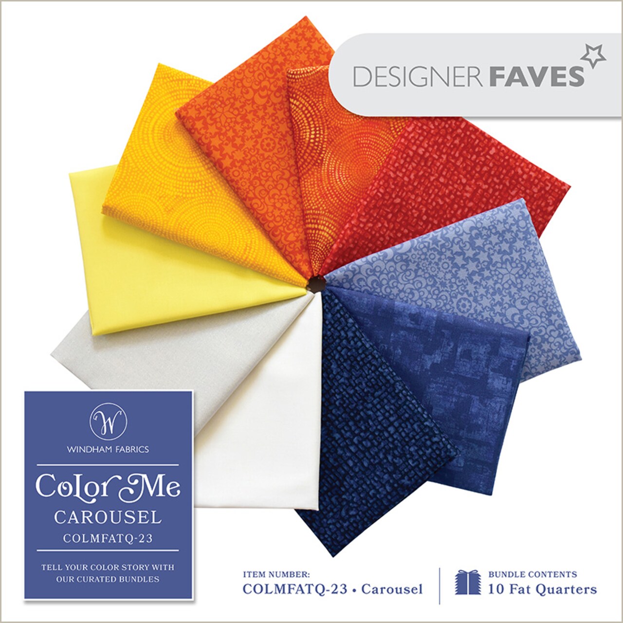 Color Me Fat Quarter Bundle in Carousel by Whistler Studios for Windham (COLMFATQ-23)